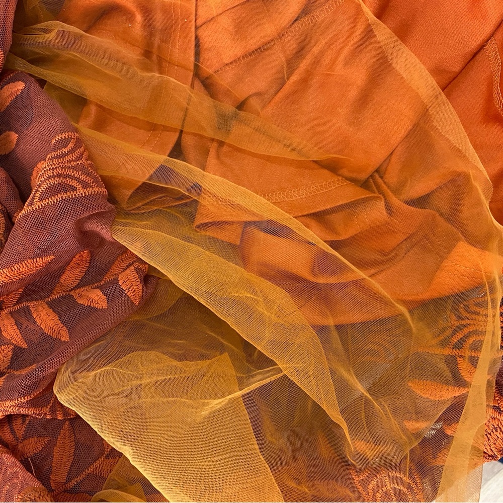 Baltic Born Leon‎ Off Shoulder Maxi Dress Rust Size Small Wedding Guest Tulle - Picture 10 of 13
